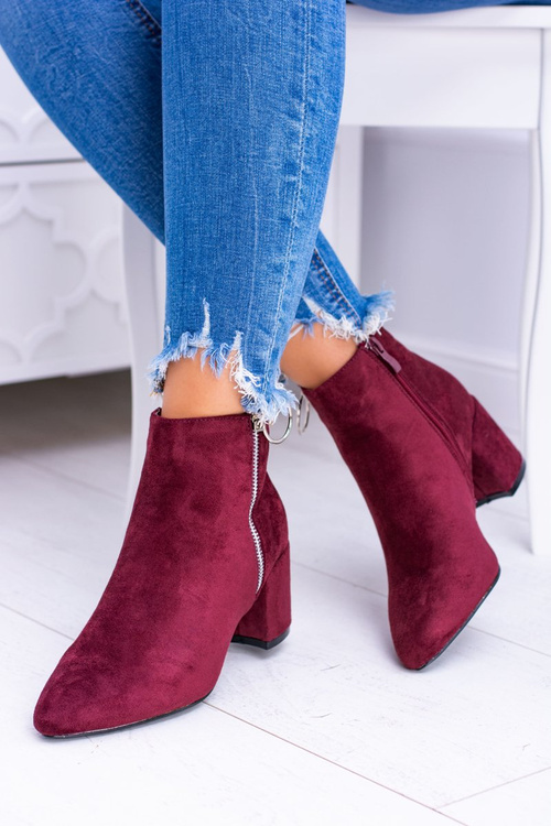 burgundské semišové boty na špičkách Jonnes