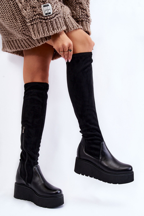 Ženské klinové topánky Laura Messi 2502 čierna