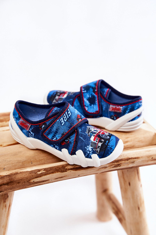 Boty Pantofle Befado Velcro Firetruck 273X309 námořnická modrá