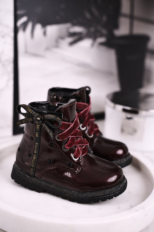 Dětské boty lakované zateplené wine Essie