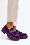 Dámské sametové mokasíny s ozdobou Fialové Wendreda