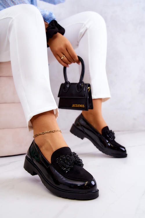 Elegantní Lakované Mokasíny Loafery Černé S.Barski HY51-318 Belize