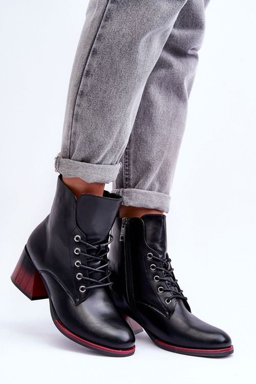 Čierne vysoké podpätky kože Luloshe