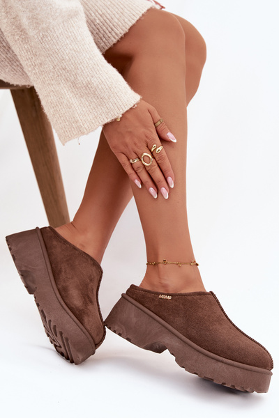 Dámské nízké sněhule na platformě hnědé Yrenna