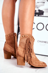 Dámske topánky na stĺpe s Fringes Cowboy Khaki Michelle