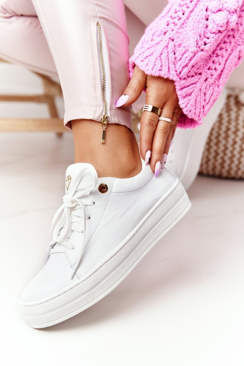 Dámské Kožené Tenisky Na Platformě Bílé Nicole 2645