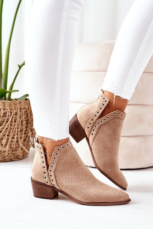 Otvorené topánky s výrezmi béžové západné