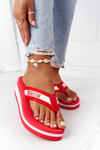 Dámske flip -flops flip -flops na veľkej hviezde HH274A095 Red Wedge