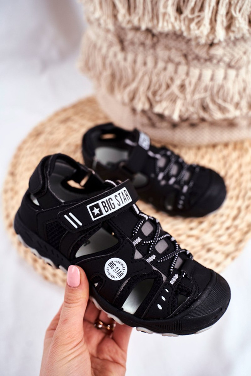 Detské sandále s veľkou hviezdou s suchým zipsom Black FF374210