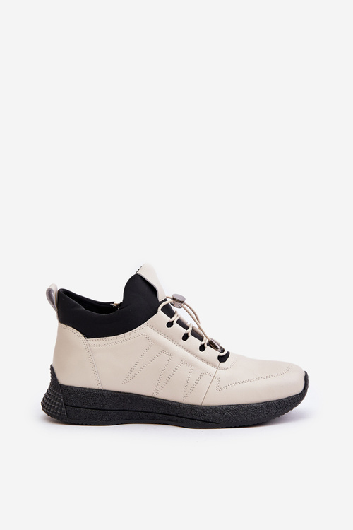 Zateplené Športové Kožené Topánky Na Zips Béžové Artiker 55C0038