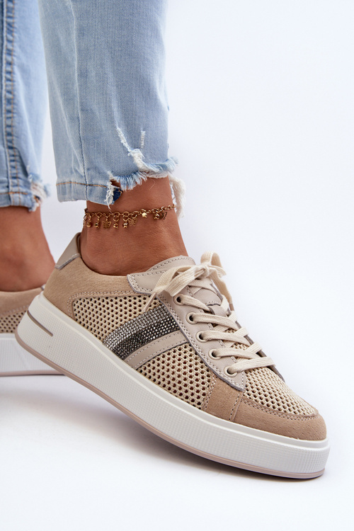 Dámske kožené tenisky D&A LR110 béžové