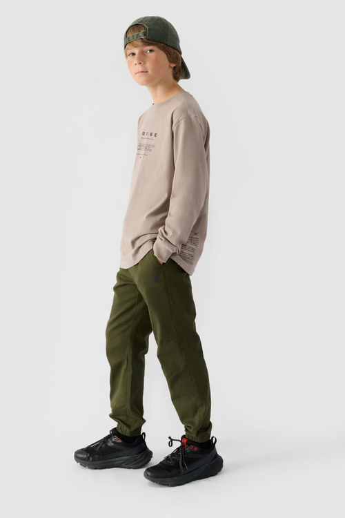Chlapecké Kalhoty Jogger Casual Hladké 4F Khaki 4FJWMM00TTROM0812-43S