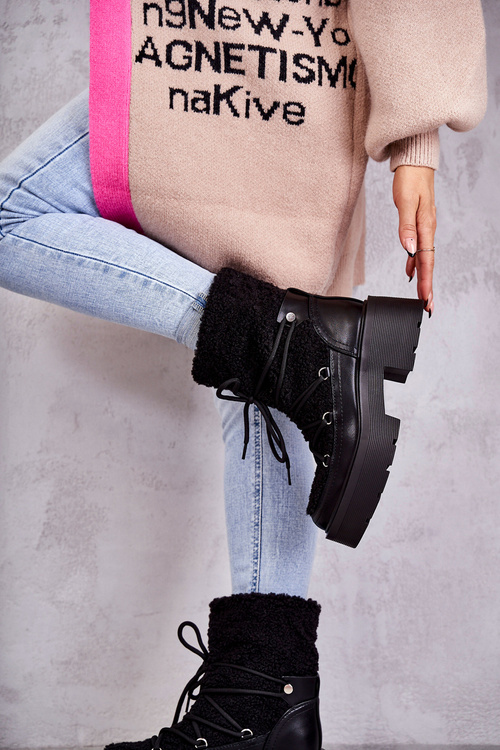 Dámské sněhule s ovčí kůží černé Sanna