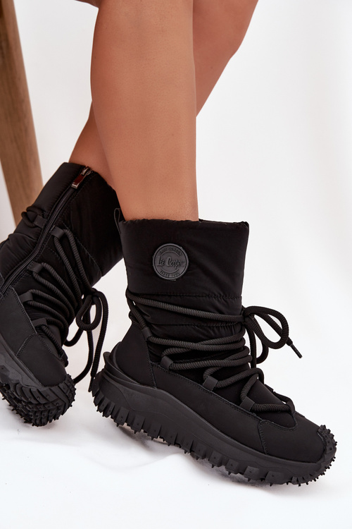 Kožené sněhule na platformě Lee Cooper LCJ-25-12-3660 Černé