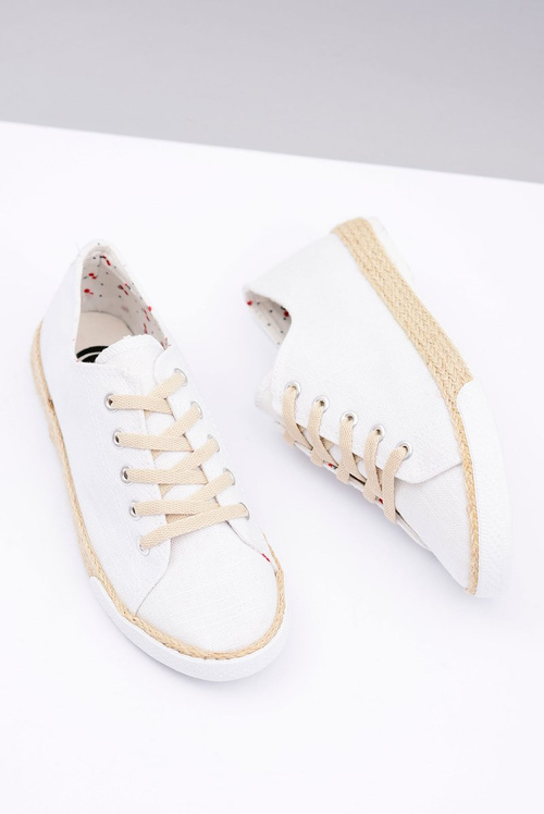 Biele ľanové dámske materiály Peppi espadrilles