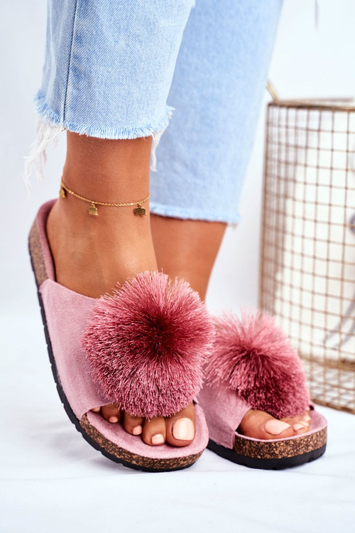 Dámske dopravné zápchy s ružovým galaxo pompom