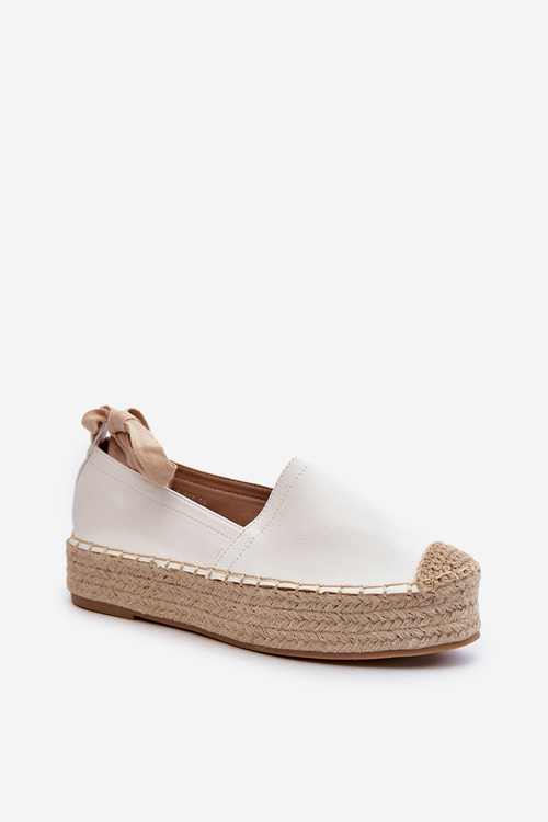 Dámské bílé espadrilky se šněrováním na platformě s pletením Tailesse