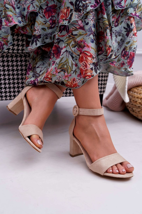 Dámské Sandály Na Podpatku Semišové Béžové Lexi