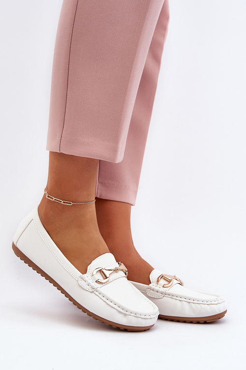 Dámské klasické mokasíny z ekologické kůže bílé Demese