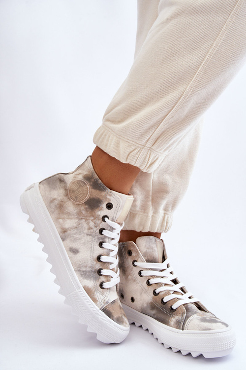 Dámska vysoká hviezda LL274047 Biele a zelené tenisky