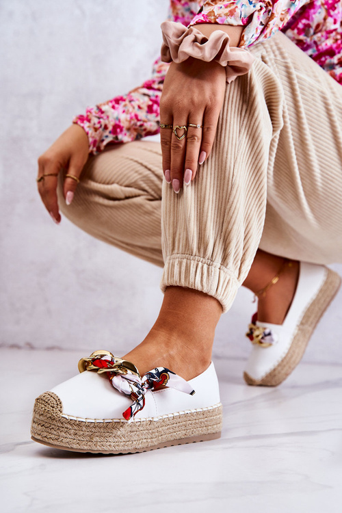 Dámské kožené espadrilky s efektním Bíle Fancy