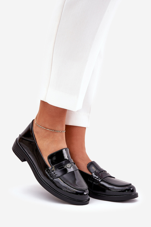 Elegantní Lakované Dámské Mokasíny Z Přírodní Kůže Vinceza 18100 Černé