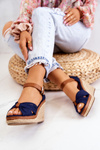 Dámske sandále na klinách veľká hviezda JJ274938 NAVY BLUE