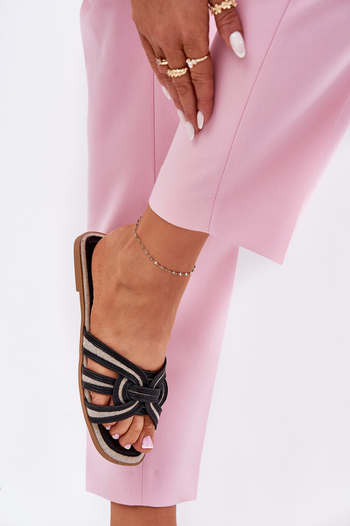 Dámské Ploché Sandály S Proplétajícími Pásky Černé Acimine