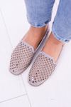 Lu Boo Gray Openwork Balerinas Lords Carmar Studs
