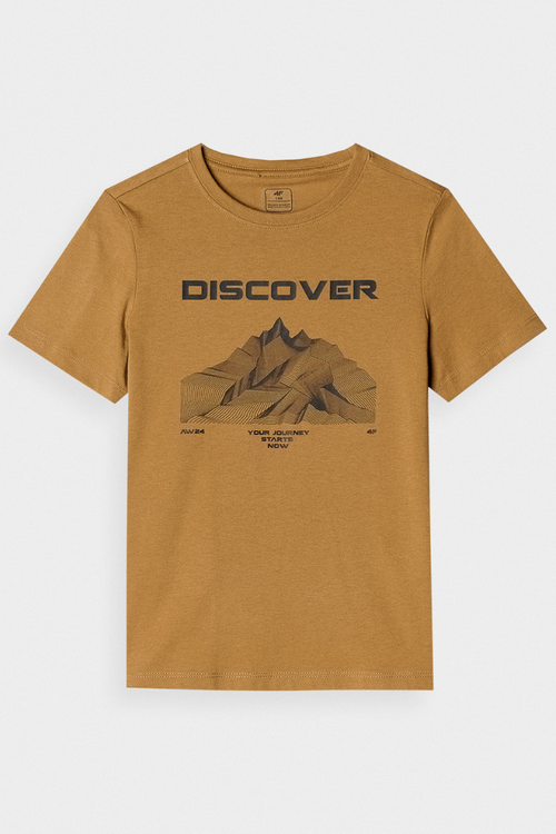 Tričko T-Shirt S Potiskem Pro Chlapce 4F 4FJWAW24TTSHM1553-74S Žlutá