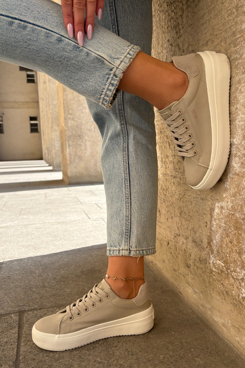 Dámské Textilní Tenisky Na Platformě Big Star RR274465 Béžové