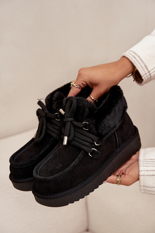 Dámske snehule z prírodného semišu D.Franklin DFSH375006 Čierne