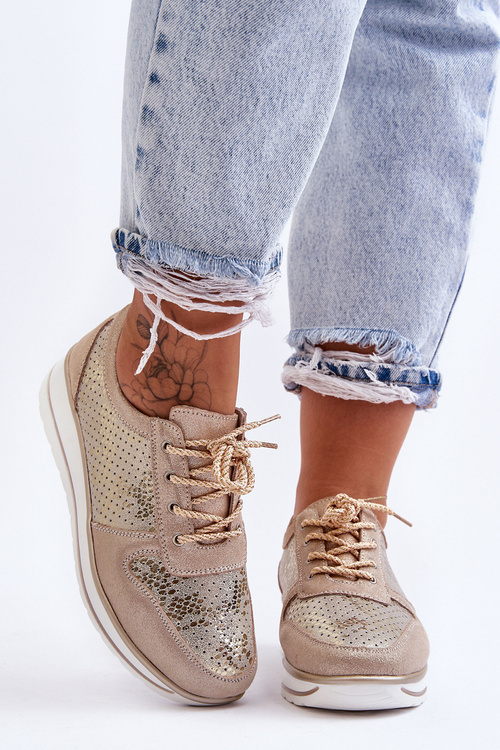 Kůže Sportovní Boty S Perforací S.Barski AL22246 Zlaté