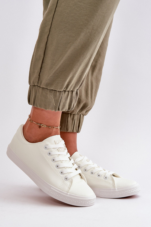 Dámske kožené viazané klasické tenisky biela Misima