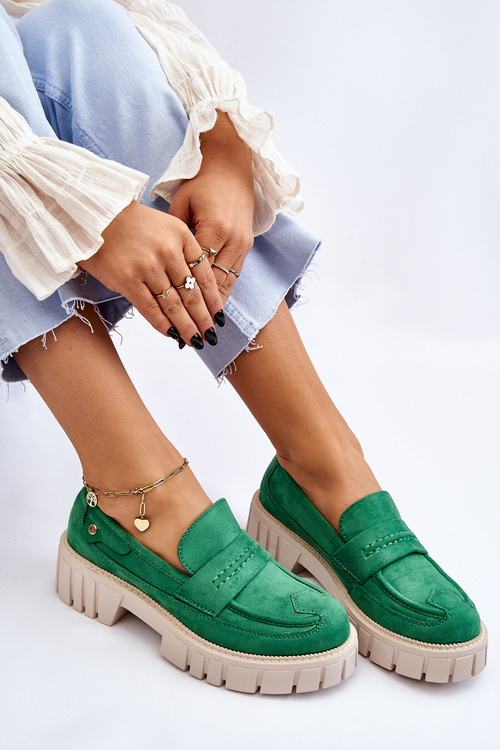 Dámské semišové nazouvací boty Světle Zelene Fiorell