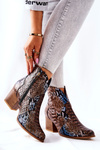 Kovbojské topánky Lewski Brown-Blue Snake Pattern EV28