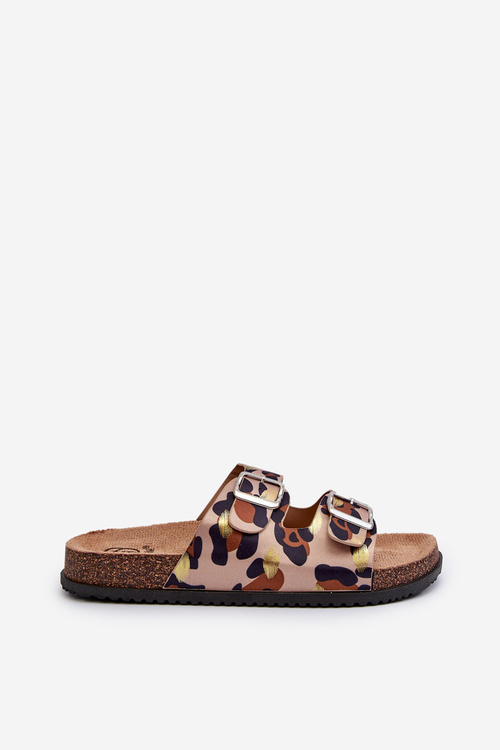 Dámske sandále s prepojovacími prvkami béžovo-hnedé Oliena