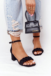 Suede High -Heeled Sandals Black Long Island