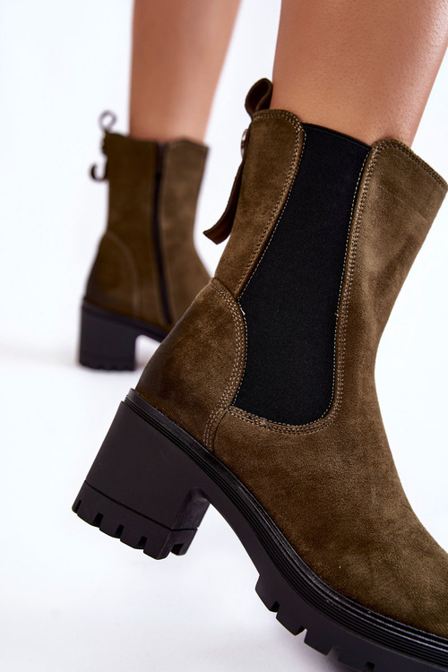 Dámské semišové kotníkové boty Khaki Liris