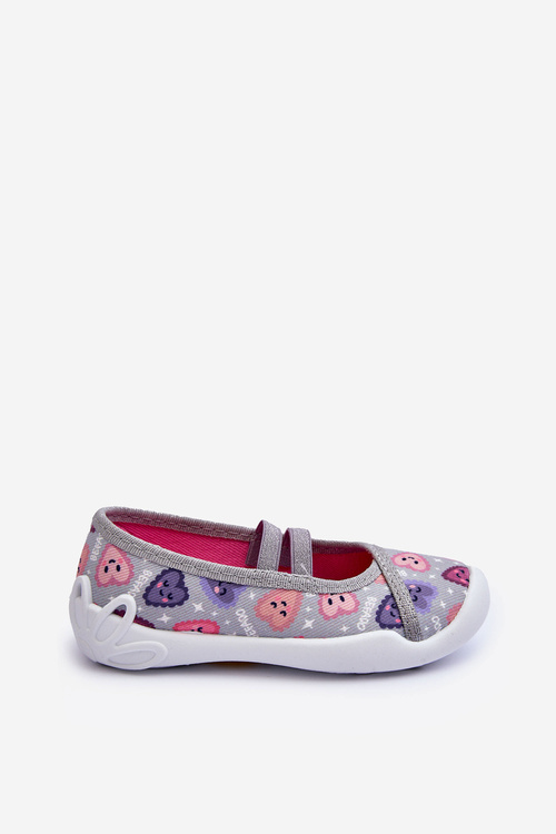 Baleríny srdce Papcie Befado 116X319 šedá-růžová