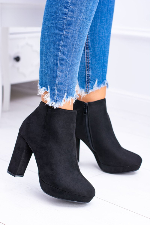 Čierne topánky Nubuck na stĺpiku Emretto