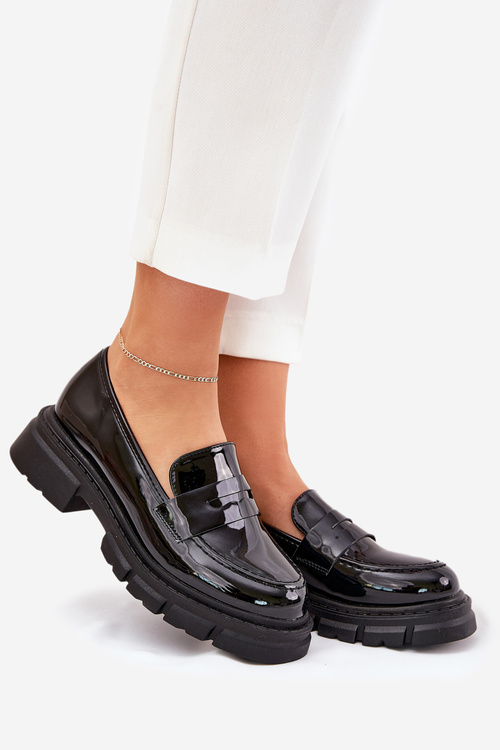 Lakované Dámské Mokasíny Černé Elearionna