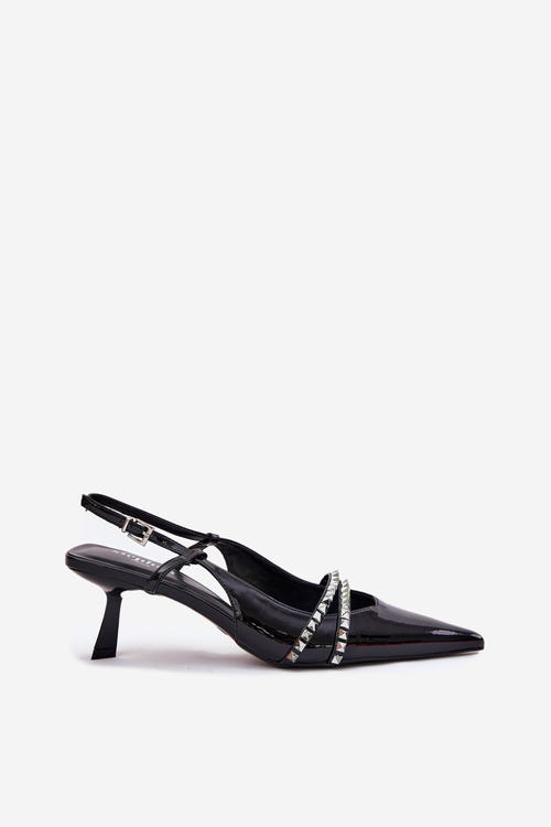 Lakované Lodičky Na Opätku S Ozdobnými Pásikmi Jelmia