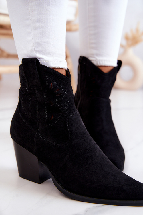 Dámske semišové čierne kovbojské topánky