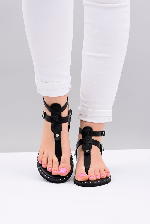 Lu Boo | Dámské sandály Černé japonské gladiátory Achilla