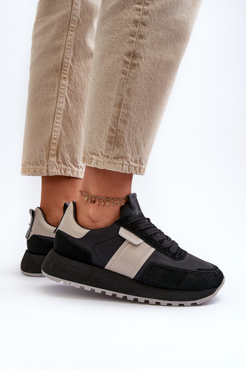 Dámské tenisky na platformě Big Star NN274502 s paměťovým pěnovým systémem, černé