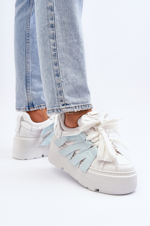 Sneakersy S Hrúbkou Podrážky Na Modrej Platforme Zazoo 2F-7033