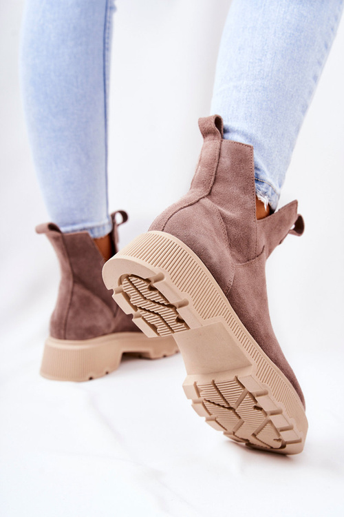 Semišové Boty Workery Lewski 3104/P Cappucino