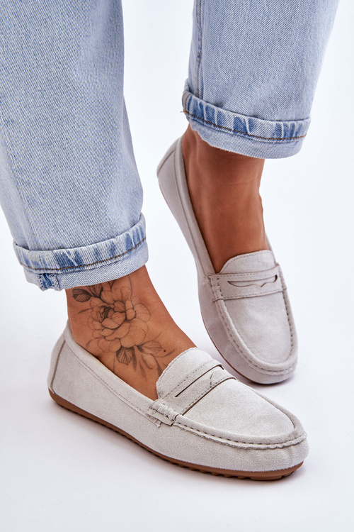 Dámske klasické semišové sivé mokasíry Ivana