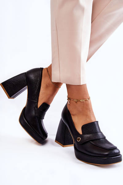 Kožené lodičky Lewski Shoes 3195/2 Černe